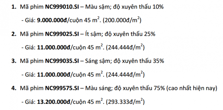 Các bác đang sử dụng loại phim cách nhiệt nào? Các bác có hài lòng với nó không?