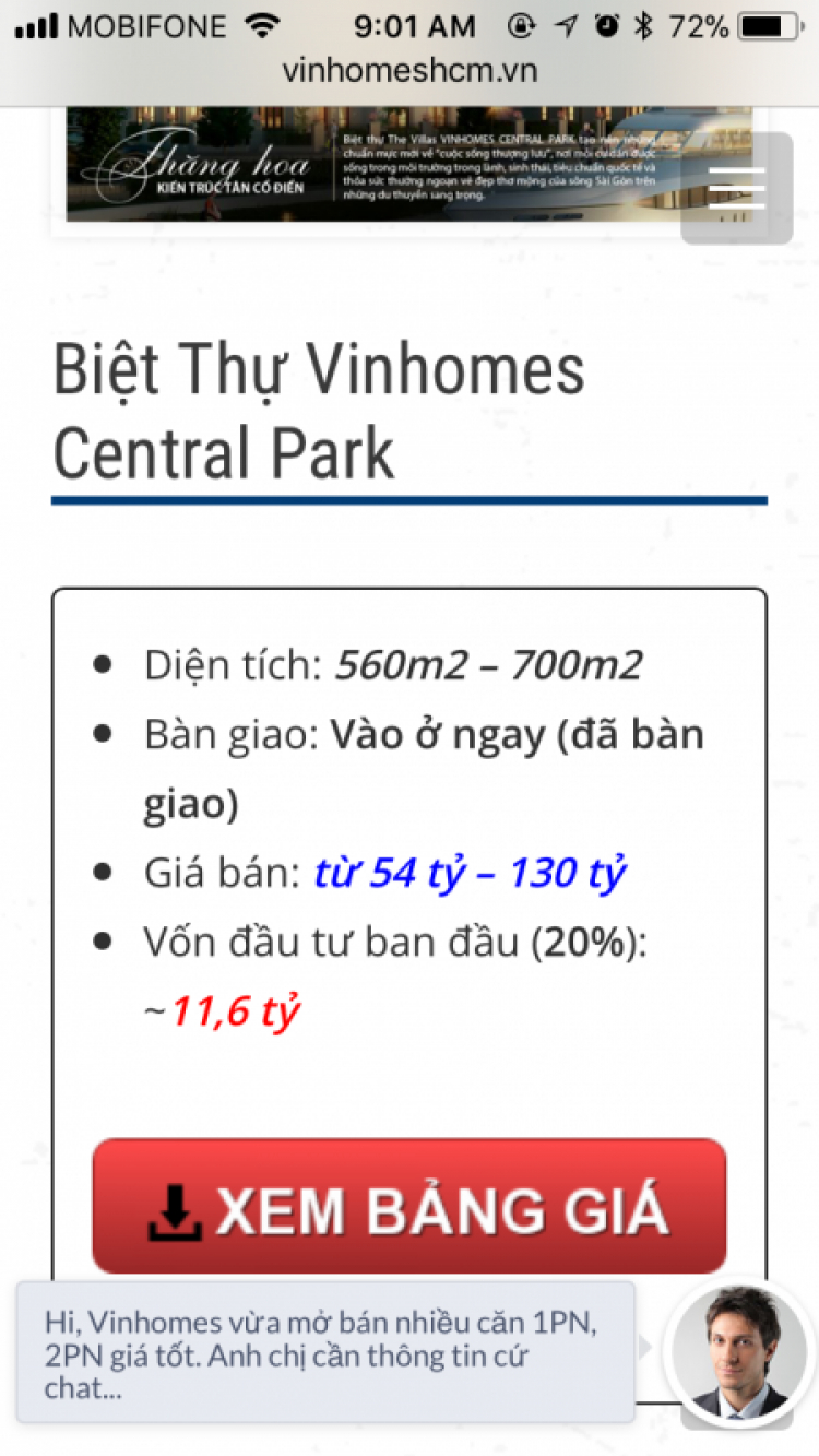 Em bán Vinhome central part- 140 met2 giá 10.8 tỷ