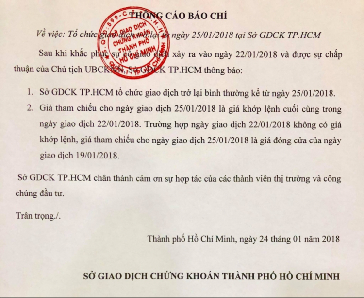 Chứng trường tháng 01/2018