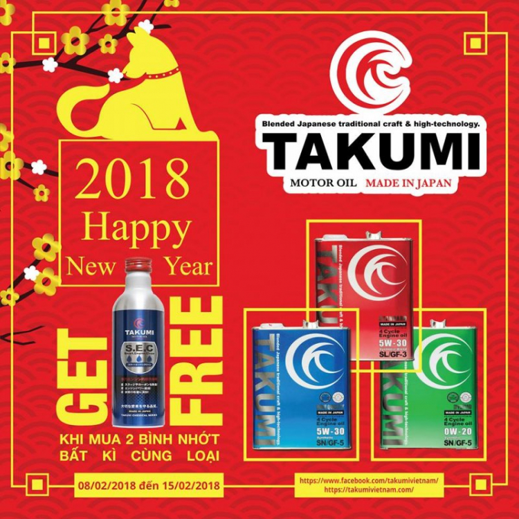 Takumi Motor Oil - Nhớt Nhật sản xuất ở Nhật.