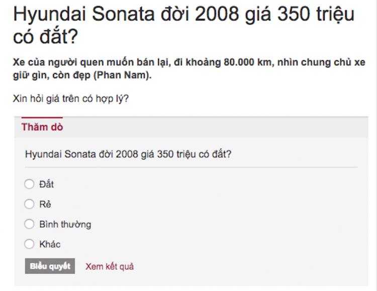 Hyundai Sonata 2008 đi 80.000Km giá 350 triệu liệu có đắt?