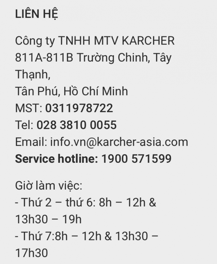 Nhờ Tư vấn máy rửa cao áp Karcher.