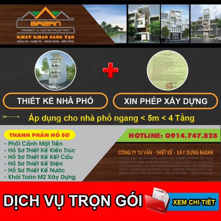 Thiết kế nhà phố - Dịch vụ thiết kế nhà và xin phép xây dựng TPHCM