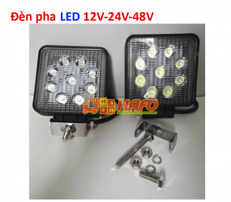 Đèn pha LED 12V-24V sáng trắng, Đèn cảnh báo 30 LED