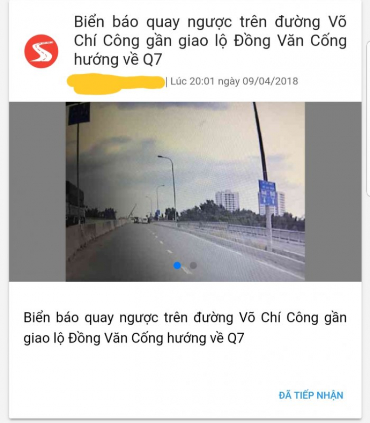 Chú ý biển báo (bẫy) khi đi thẳng Võ chí Công sang Phú Mỹ