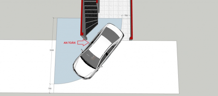 Ngõ rộng 4,3m. Cổng gara rộng 2,6m xe có vào được ko các bác?