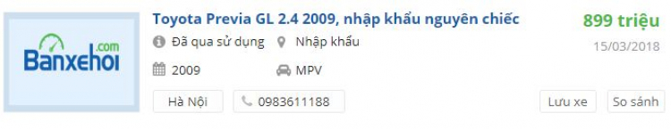 Chào các bác. Em định mua previa. Nhờ các bác tư vấn Chào các bác. Em định mua previa. Nhờ các bác tư vấn