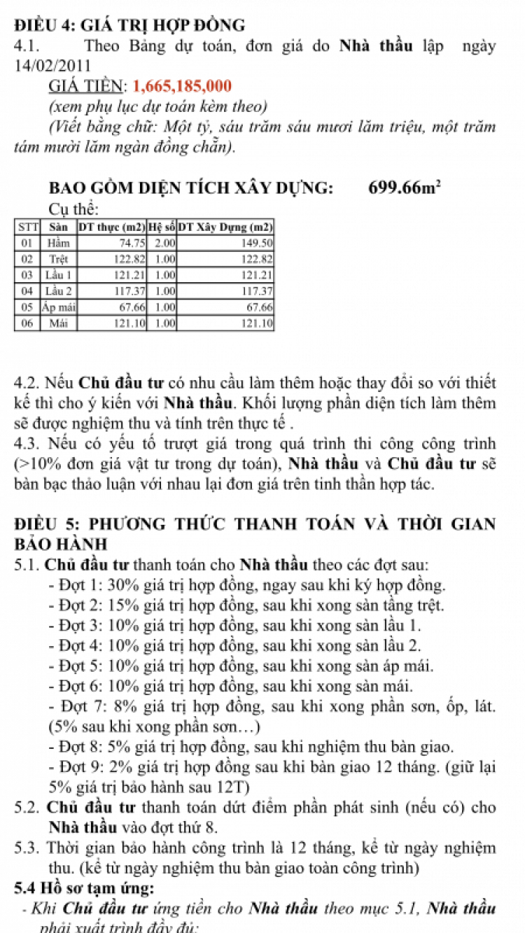 Gấp các bác ạ ! Tư vấn giúp em về bản Hợp đồng XD này !