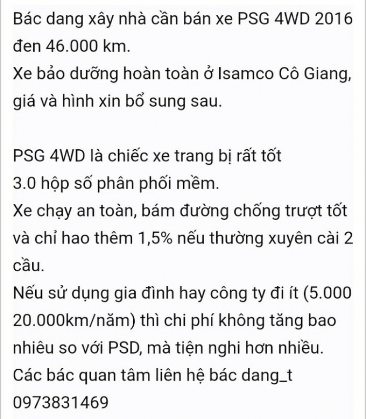 Bán PSG 4WD 2016 Đen