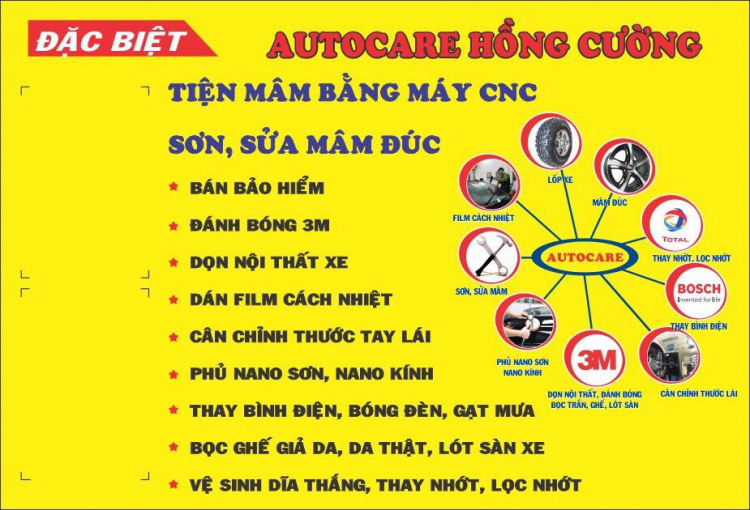 Chương trình giảm giá "khủng" và miễn phí cho các dịch vụ chăm sóc xe tại Hồng Cường