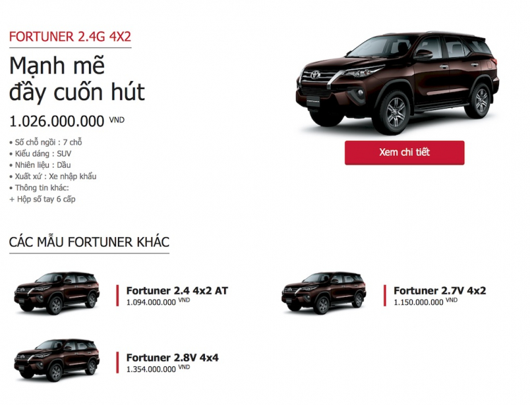 Giá Fortuner 2018 đã có trên website, tăng chứ không giảm