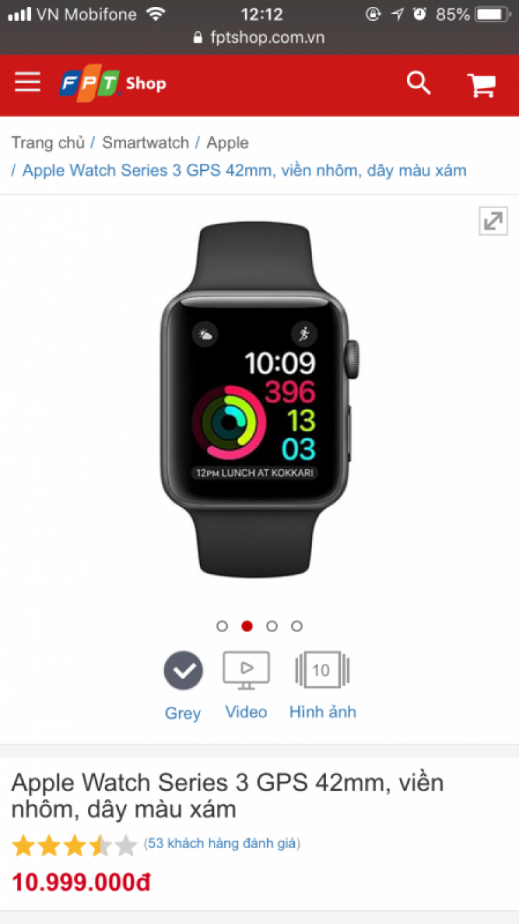 Apple Watch Series 3 GPS 42mm, Gray. Mới nguyên seal