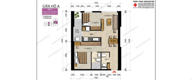 Bán Căn Hộ Centara Thủ Thiêm 2PN 64m2 2,49tỷ