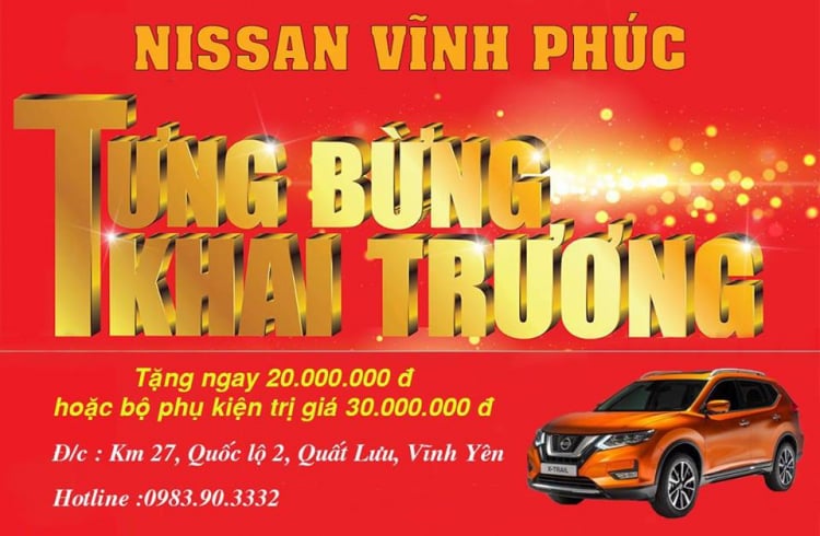 Khuyến mãi Siêu đặc biệt mừng Khai trương Nissan Vĩnh Phúc - tặng ngay 20 triệu hoặc BPK 30 triệu!