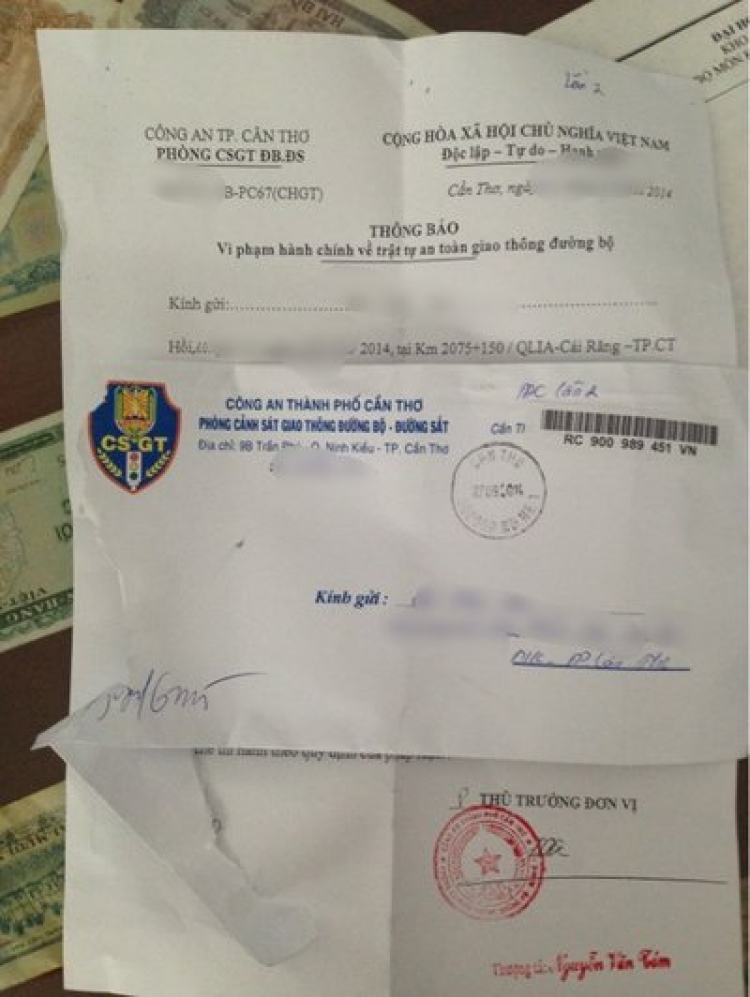 Em mới nhận được giấy báo phạt nguội sau 4 tháng từ phòng CSGT TP Cần Thơ. Em mới nhận được giấy báo phạt nguội sau 4 tháng từ phòng CSGT TP Cần Thơ.