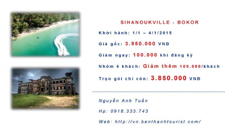 Khám phá biển Sihanoukville - Cao Nguyên Bokor - Đảo Koh Rong dịp Tết Tây