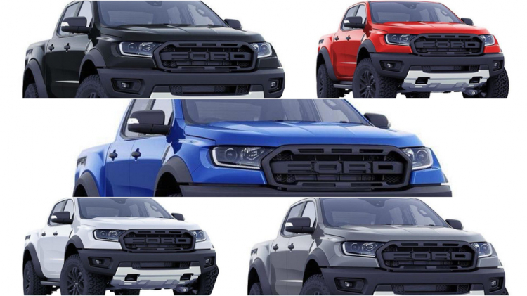 5 màu sắc của Ford Ranger Raptor, các bác chọn màu nào?