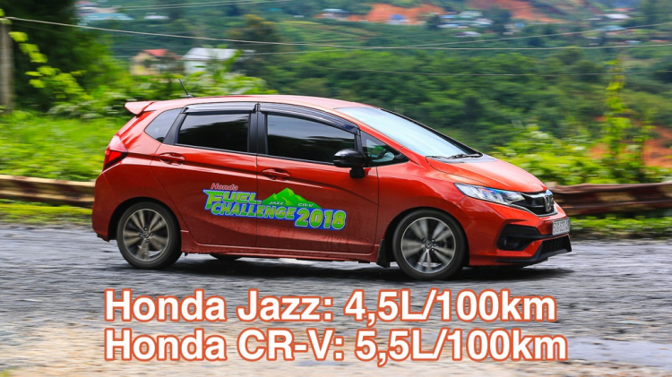 Đi 400 km, Honda Jazz tiêu hao trung bình 4,5L/100km; CR-V "uống" 5,5L/100km