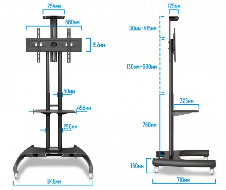 Giá treo tivi di động nhập khẩu AVA1500 32 - 65 inch