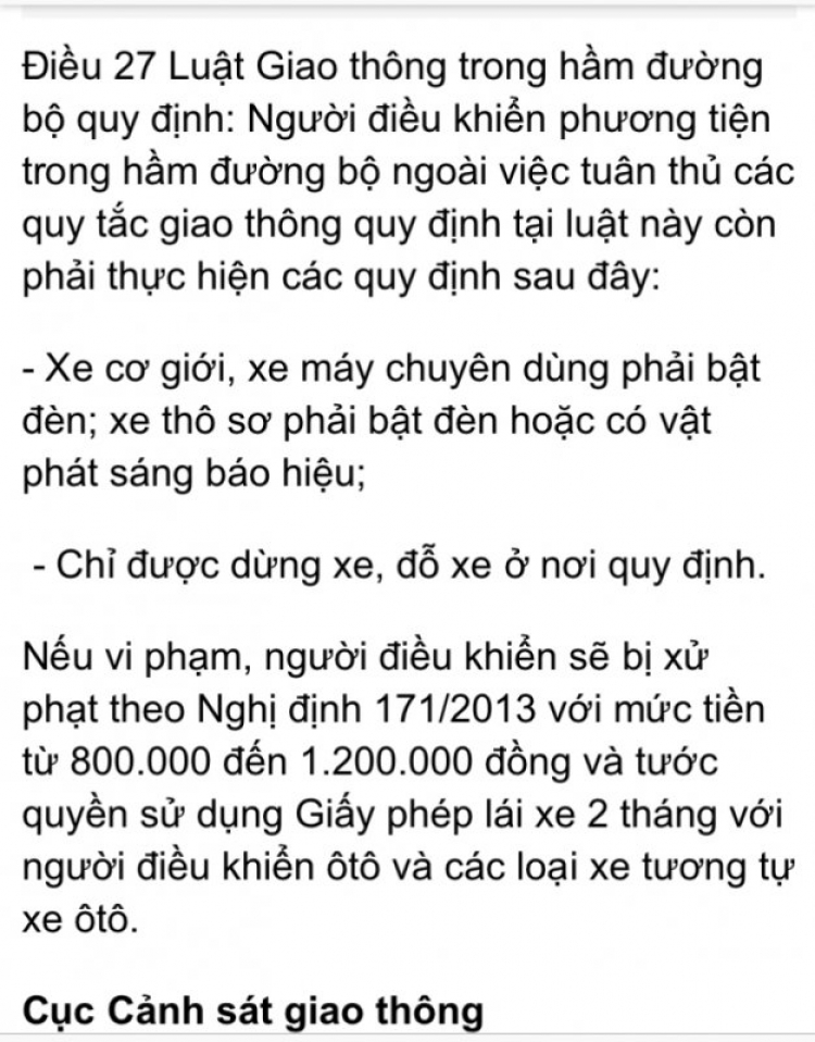 Tình hình em mới bị ăn biên bản ở hầm chui ngã tư Vũng tàu.