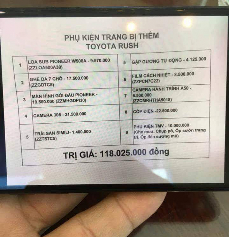 Thực hư chuyện "đính kèm" bộ phụ kiện giá 100 triệu khi mua Toyota Rush