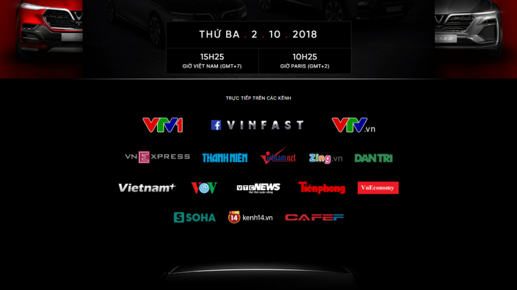 [PMS 2018] Mời các bác đón xem truyền hình trực tiếp lễ ra mắt 2 mẫu xe VinFast