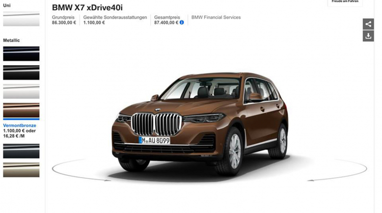 BMW X7 2019 (G07): Một số phiên bản, màu sơn, và gói nâng cấp ngoại thất