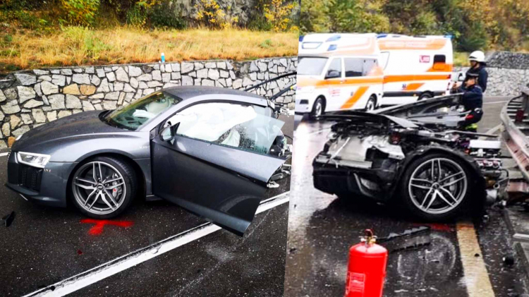 Siêu xe Audi R8 gãy làm đôi sau va chạm tại Ý, người lái không hề hấn
