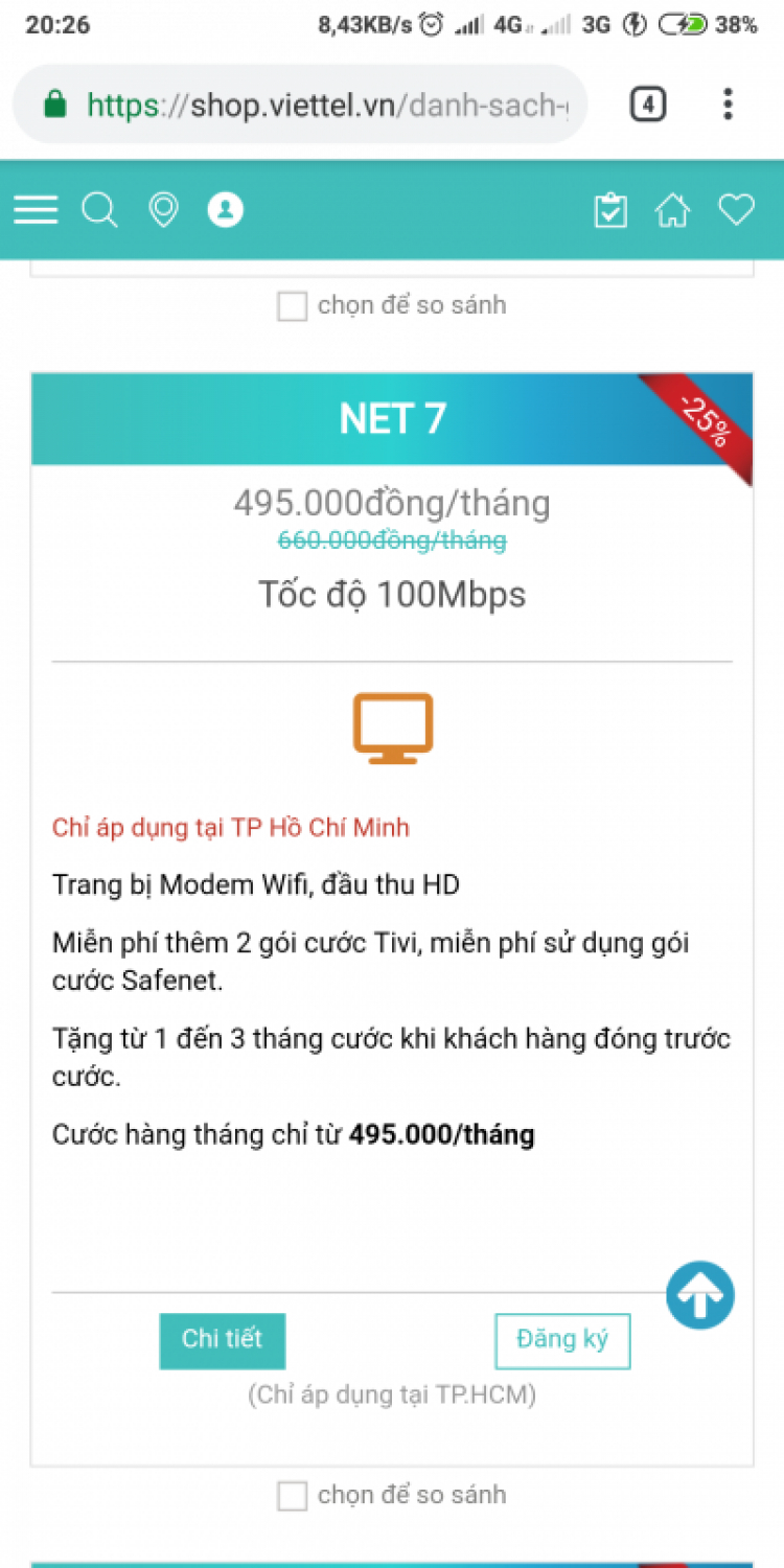 Gói Net7 Viettel 100Mbps