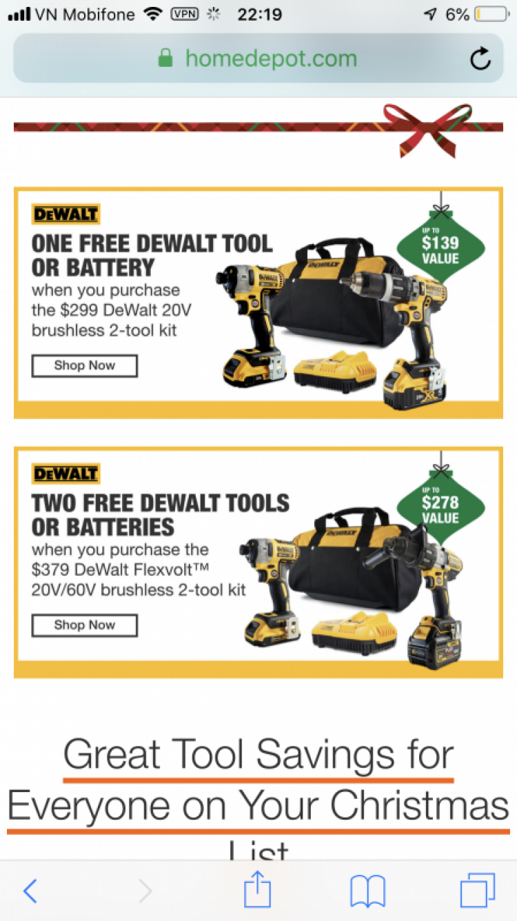 Power Tools! Homedepot đang sale khủng kìa mý a