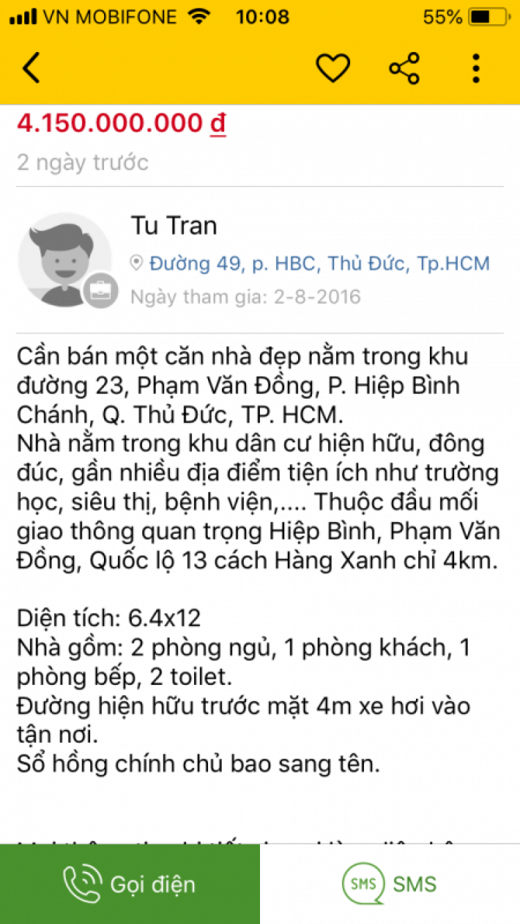 Đất lẻ Hiệp Bình Chánh giá bao nhiêu?