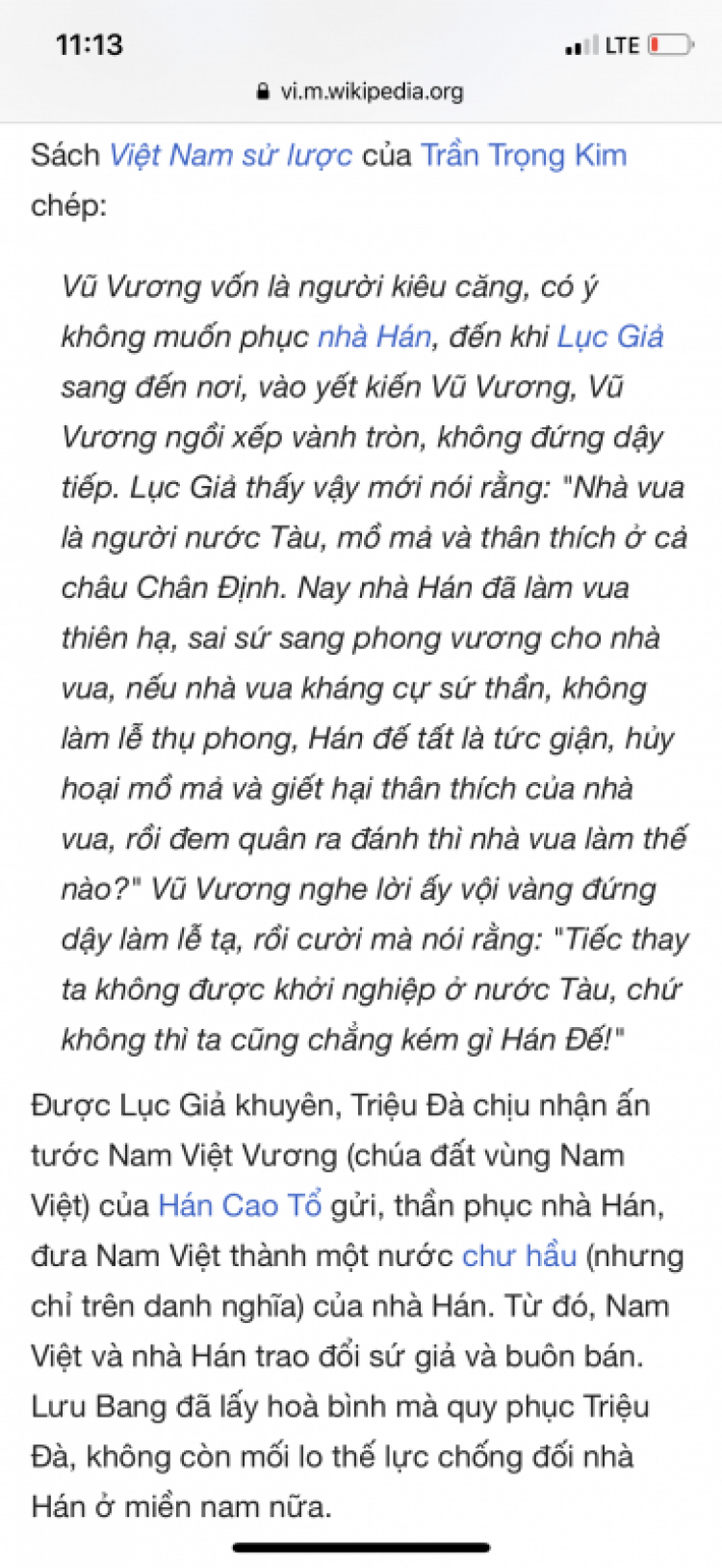 Hỏi mấy anh rành sử, Triệu Đà là người nước Việt?