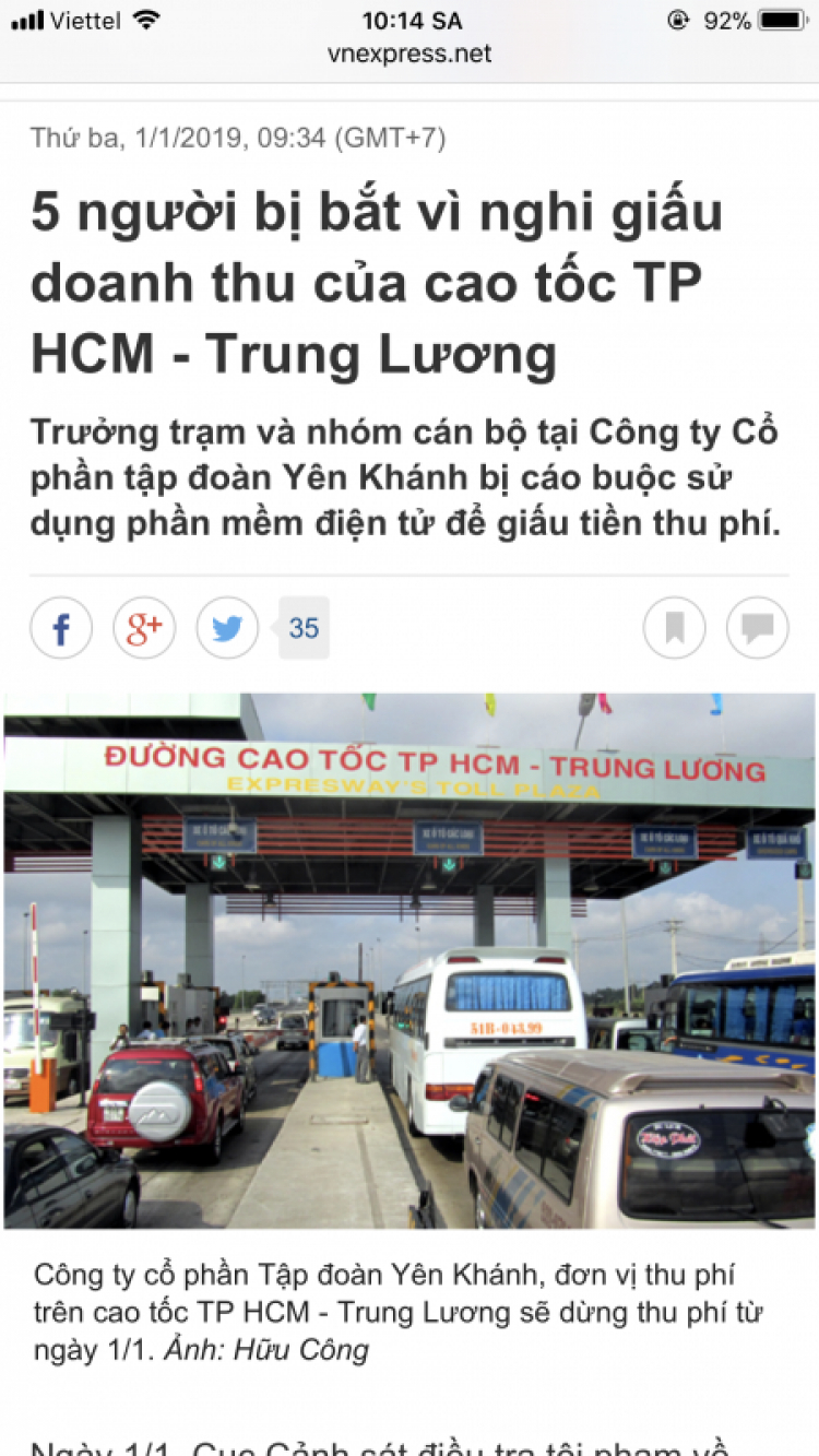 Tạm dừng thu phí cao tốc Sài gòn - Trung Lương từ 0h ngày 1/1/2019