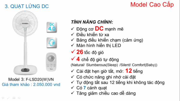 Đánh giá quạt đứng Toshiba F-LSD10