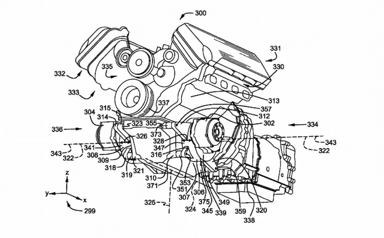 Ford xin cấp bằng sáng chế động cơ V8 với hệ thống hybrid ở trục trước