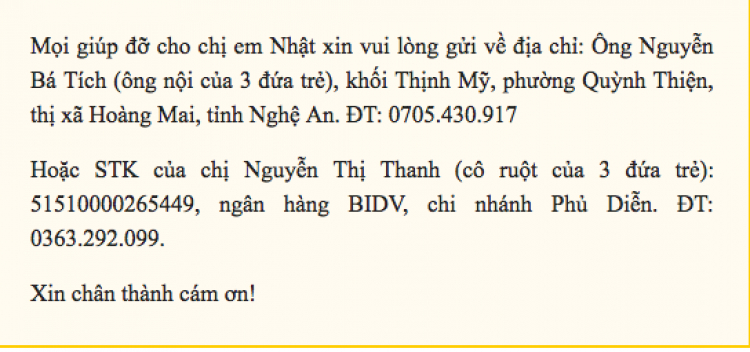 Mẹ bỏ đi biệt tích, bố mất vì tai nạn giao thông trước tết bỏ lại 3 đứa con thơ