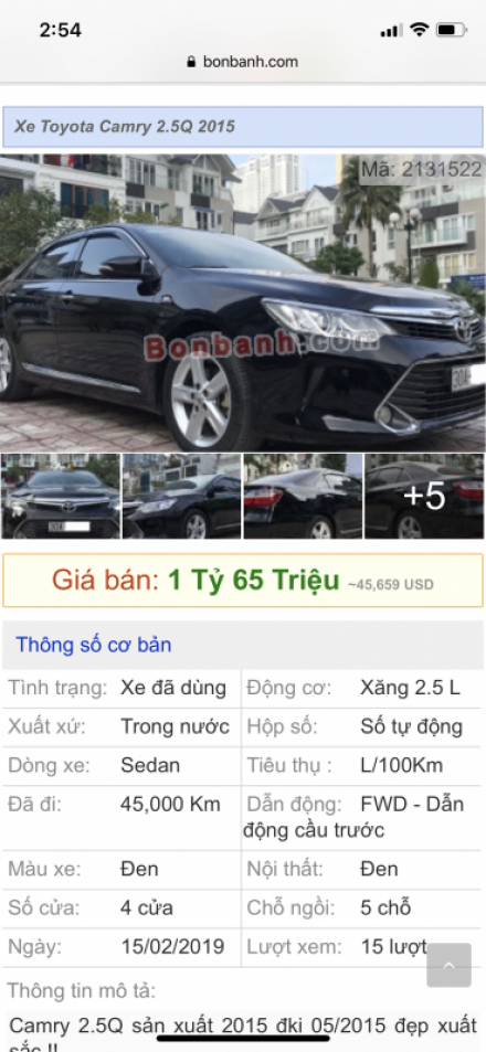 Bác nào rành Camry 2.0 cho em ít nhận xét