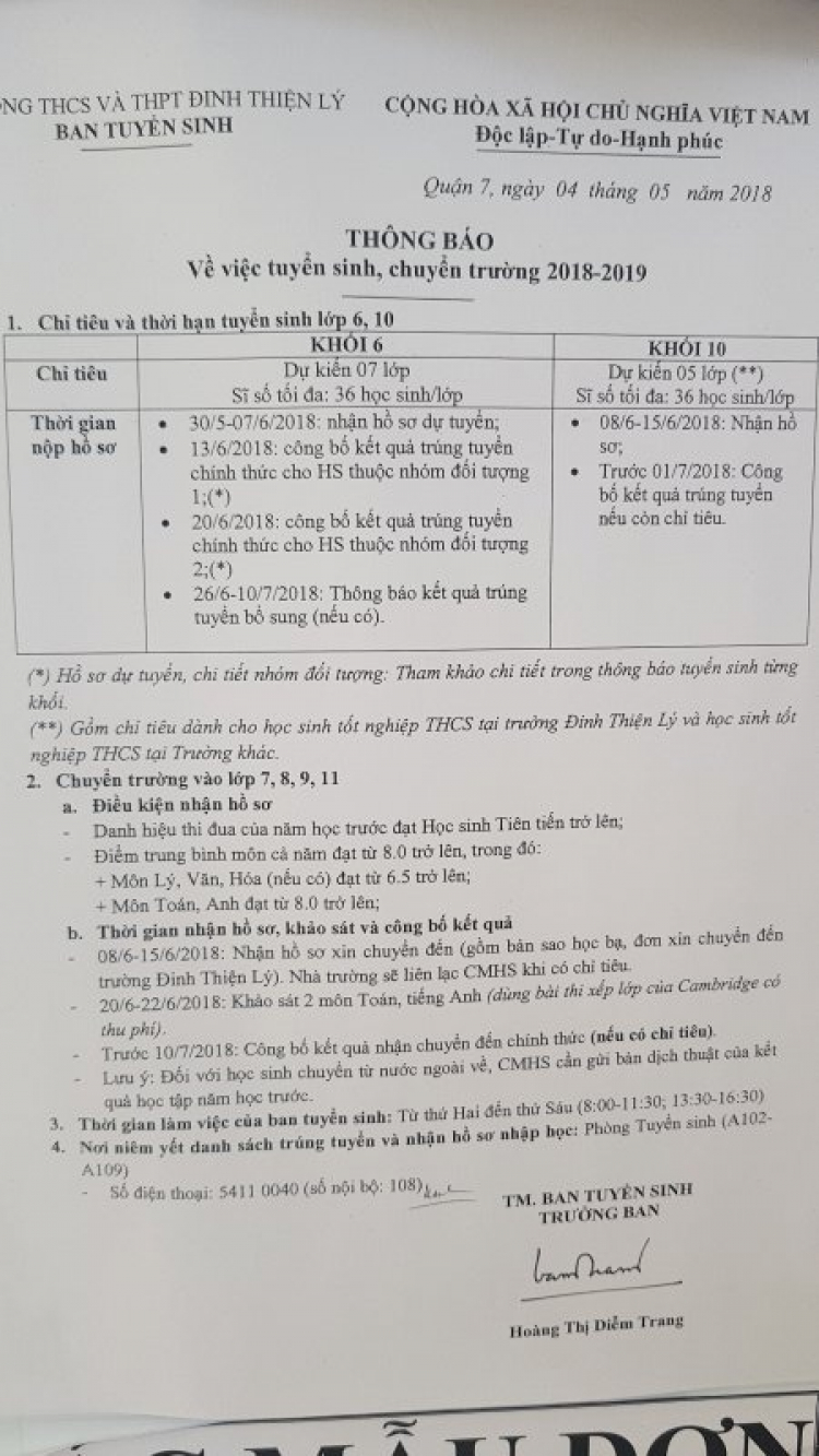 So sánh trường Trần Đại Nghĩa và trường Đinh Thiện Lý So sánh trường Trần Đại Nghĩa và trường Đinh Thiện Lý