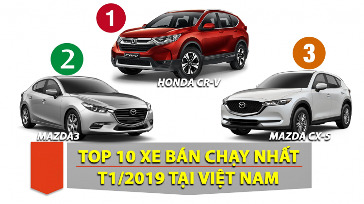 [THSS] TOP 10 xe bán chạy nhất Việt Nam tháng 01/2019: Honda CR-V dẫn đầu; Vios đứng thứ 4