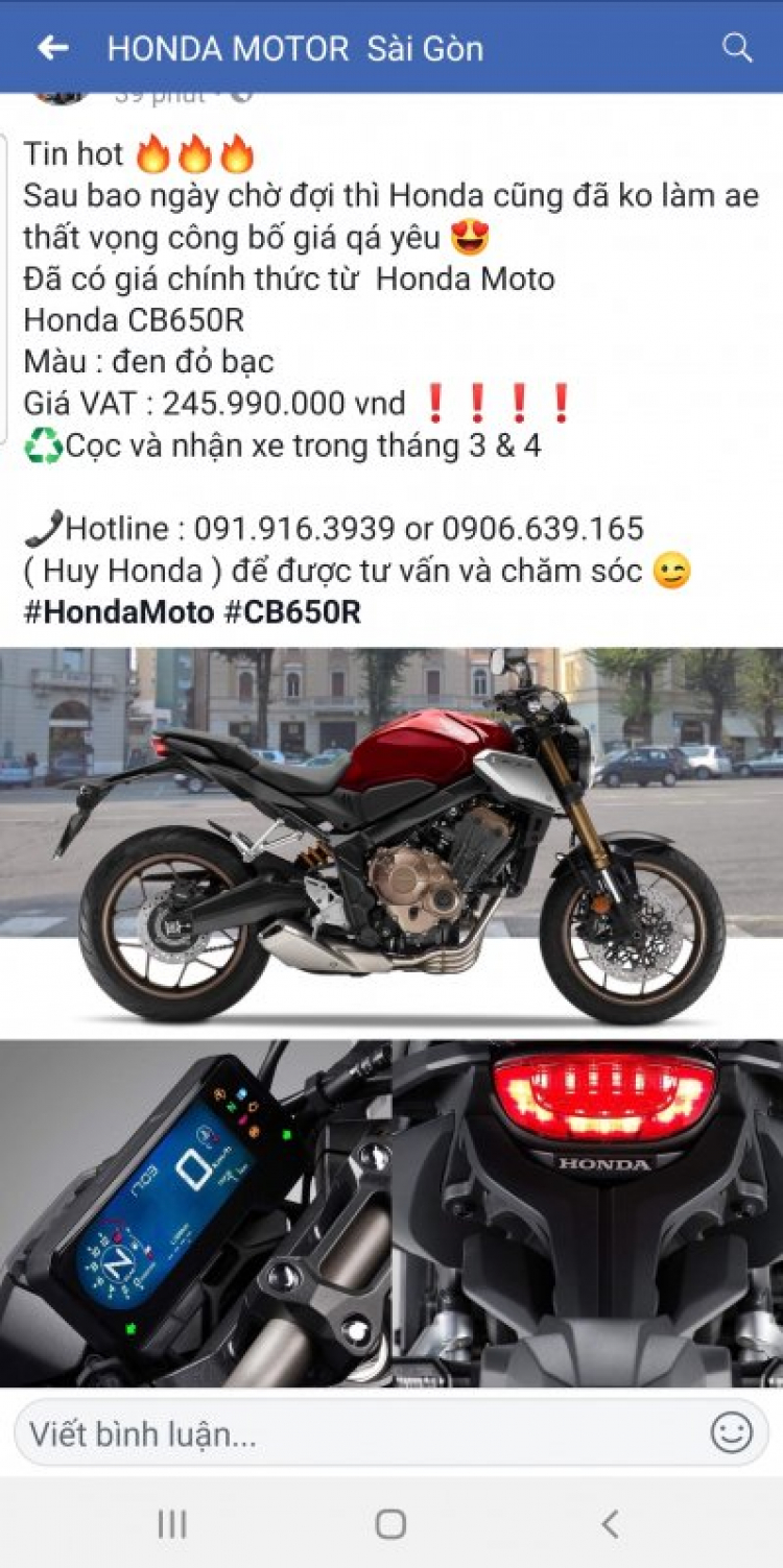 Honda CB650R sắp bán chưa mấy anh?