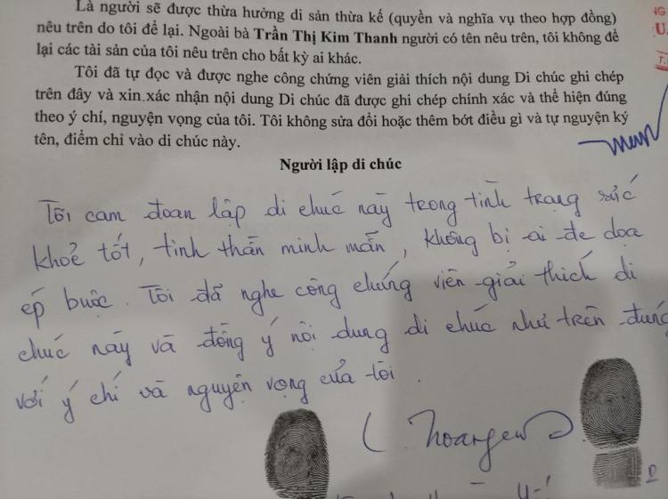 Di chúc thừa kế? Di chúc thừa kế?