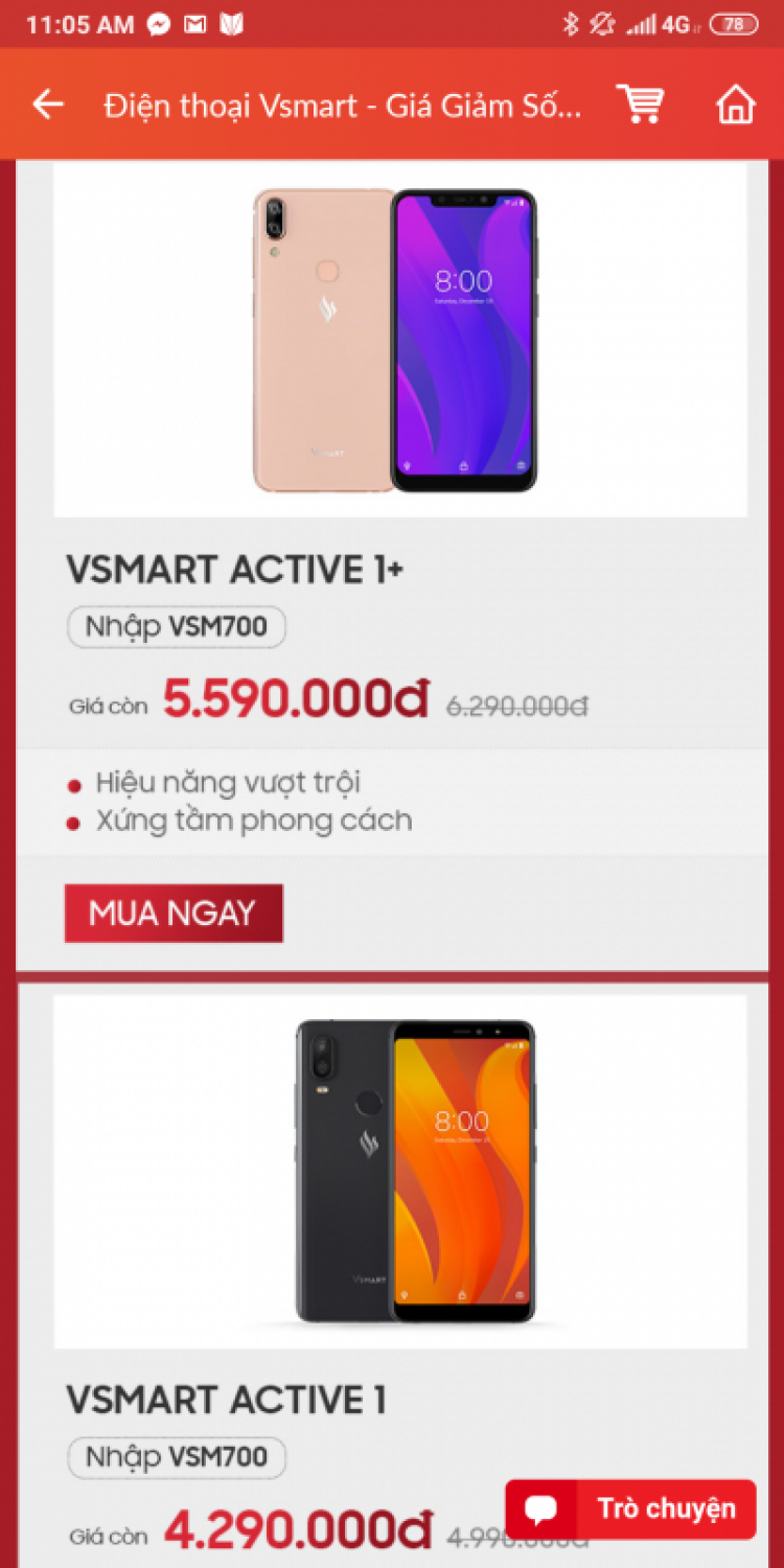 Vinsmart đang sale trên adayroi nghen