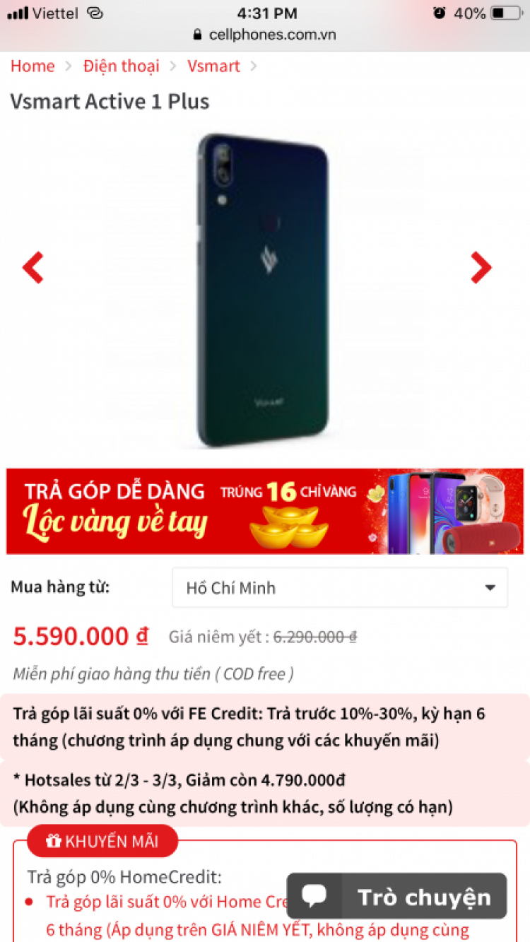 Vinsmart đang sale trên adayroi nghen