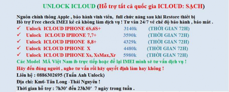 Giá bẻ khoá iCloud trên iphone