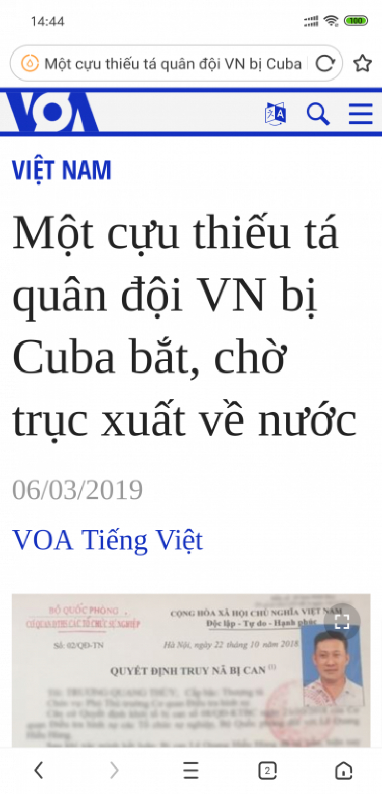 Hình như tin từ VOA - có bài chặn - có bài không