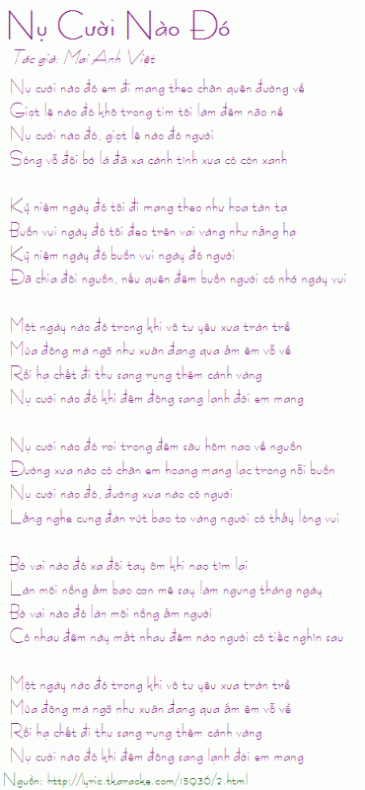 Một thời để nhớ ! Một thời để nhớ !