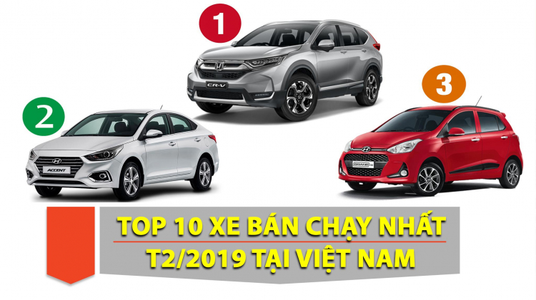 TOP 10 xe bán chạy nhất Việt Nam T2/2019: Honda CR-V tiếp tục dẫn đầu; Accent vượt mặt Vios