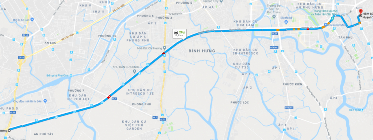 Các bác làm ơn chi đường giúp em .e muốn đi từ vong xoay Nguyễn Văn Linh quốc lộ 1 để đến huỳnh phát
