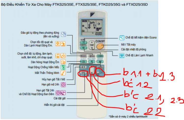cách hẹn giờ tắt máy lạnh trên máy Daikin???