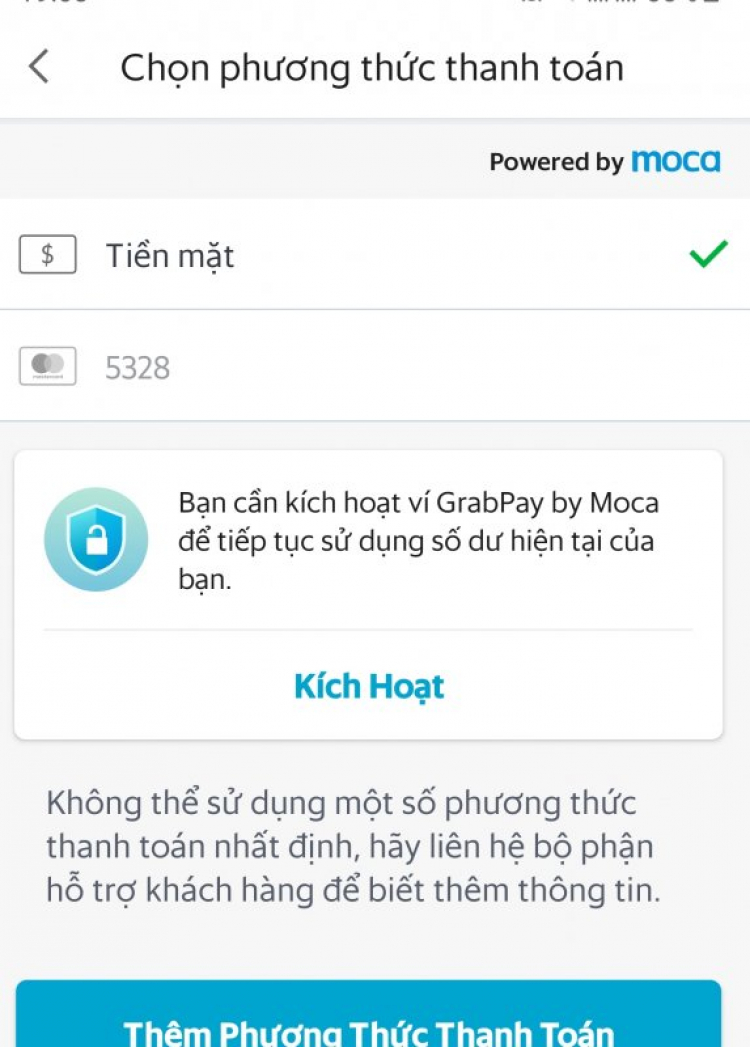 hướng dẫn add thẻ vào grab pay